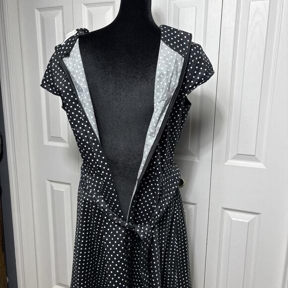 Fit and Flare Dress Women Size XL 1950s Retro Style Black White Polka Dot - Picture 3 of 8